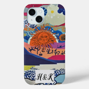Coque Pour iPhone 15 Boîtier téléphonique Collage de coucher de soleil