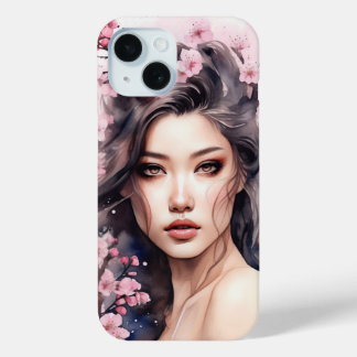 Coque Pour iPhone 15 Boîtier téléphonique Coque-Mate Lila Sakura Tattoo