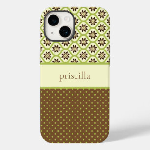 Coque Pour iPhone 14 Boîtier téléphonique floral et Pois personnalisé