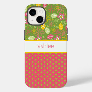 Coque Pour iPhone 14 Boîtier téléphonique floral et Pois personnalisé