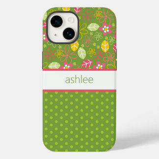 Coque Pour iPhone 14 Boîtier téléphonique floral et Pois personnalisé