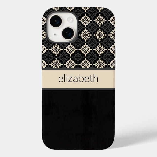 Coques Case-Mate iPhone Boîtier téléphonique floral noir personnalisé (Verso)