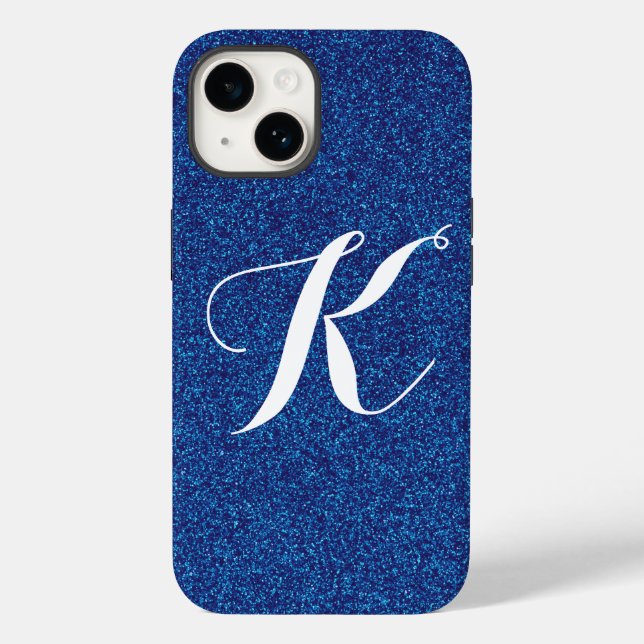 Coques Case-Mate iPhone Boîtier téléphonique Monogramme bleu sur mesure (Verso)