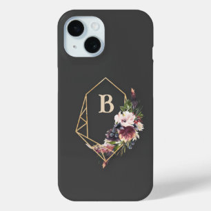 Coque Pour iPhone 15 Boîtier téléphonique monographique Floral