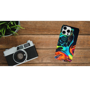 Coque iPhone 15 Pro Max Boîtier téléphonique Neon Abstrait Fluid Art