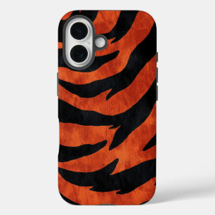 Coques iPhone 16 Boîtier téléphonique Orange et Noir Tiger