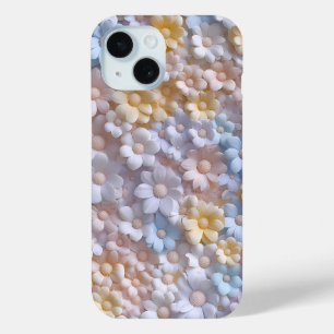 Coque Pour iPhone 15 Boîtier téléphonique Pastel 3D Flower personnalisé