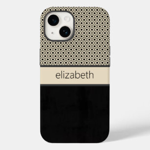 Coque Pour iPhone 14 Boîtier téléphonique personnalisé Black Floral Dot