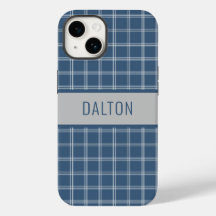 Boîtier téléphonique personnalisé bleu plaid