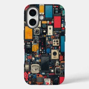 Coques iPhone 16 Boîtier téléphonique Pixel Clash Art Unique