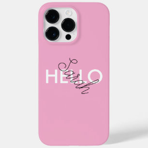 Coque Pour Pour iPhone 14 Pro Max Boîtier téléphonique rose "Hello" personnalisé ave