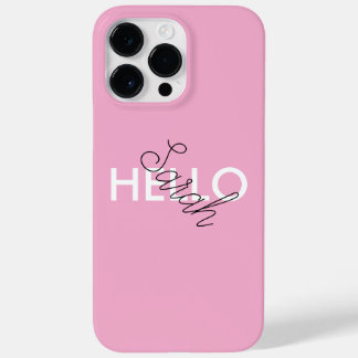 Coque Pour Pour iPhone 14 Pro Max Boîtier téléphonique rose "Hello" personnalisé ave