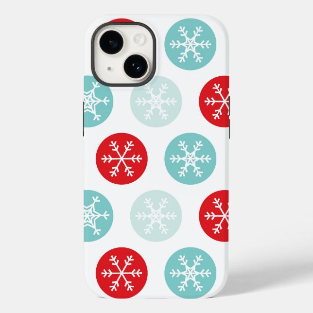Coques Case-Mate iPhone Boîtier téléphonique rouge et bleu Snowflake (Verso)
