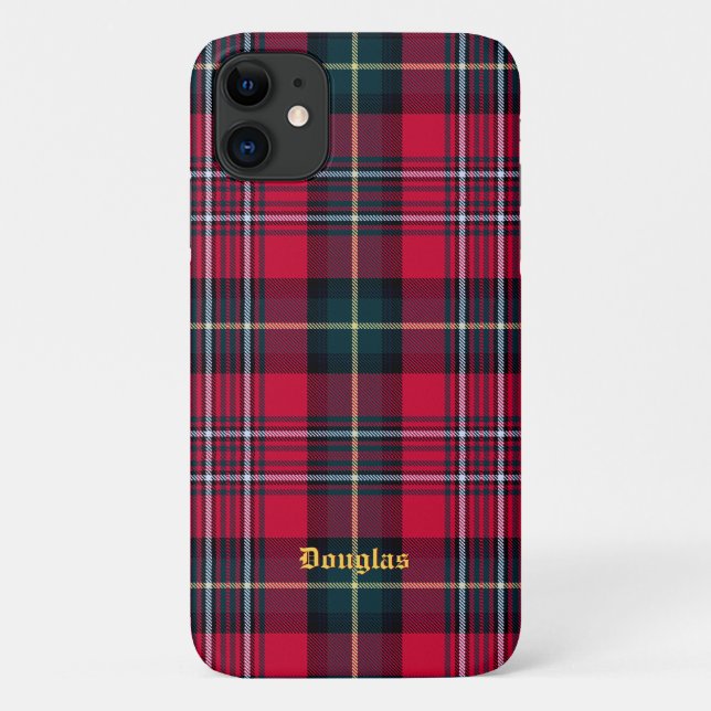 Coques Case-Mate iPhone Boîtier téléphonique Tartan rouge avec nom ou init (Dos)
