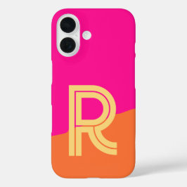 Coques iPhone 16 Bold Monogram Hot Pink Orange