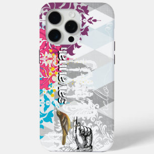 Coque iPhone 15 Pro Max Bonjour Grey et Blue Linen Motif iPhone 6 Plus