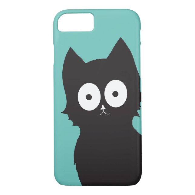 Coques Case-Mate iPhone Bonjour ! | Turquoise noir Kitty Silhouette (Dos)
