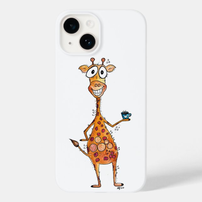 Coques Case-Mate iPhone Bonne Giraffe Whimsical Boire Café (Verso)