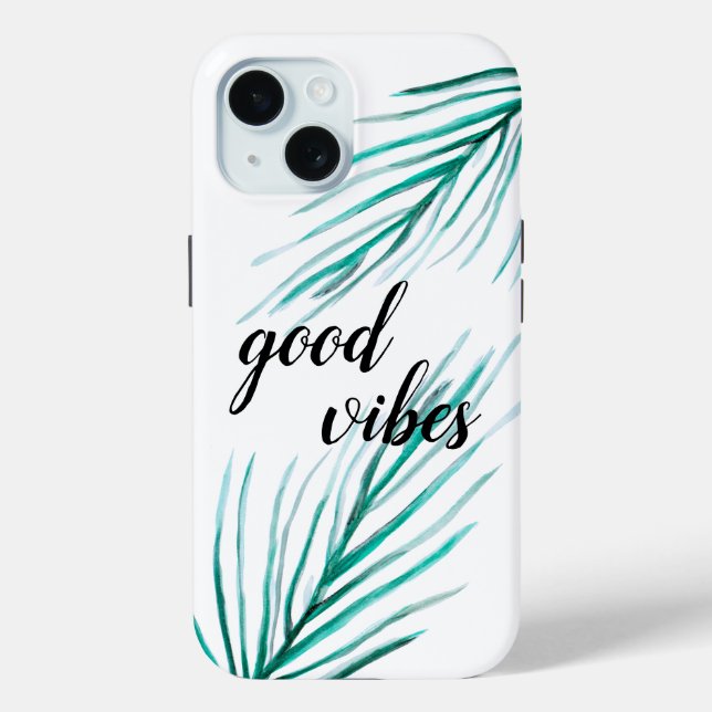 Coques Case-Mate iPhone Bonnes vibes Green Palm tree feuilles (Verso)