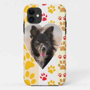 Coques Pour iPhone Bordure Collie Empreinte de patte Amour Coeur