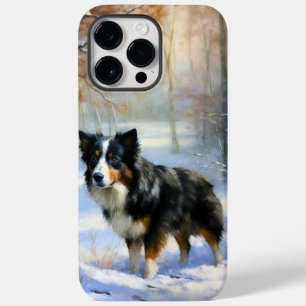 Coque Pour Pour iPhone 14 Pro Max Bordure Collie Laisser neiger Noël