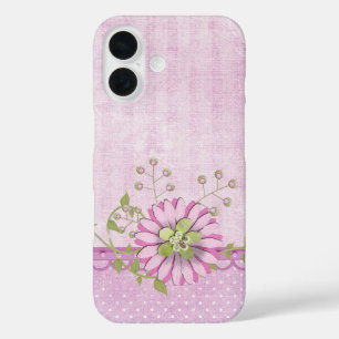 Coques iPhone 16 Bordure florale rose
