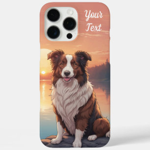Coques iPhone 16 Pro Max Bordure rouge et blanche Collie par lac