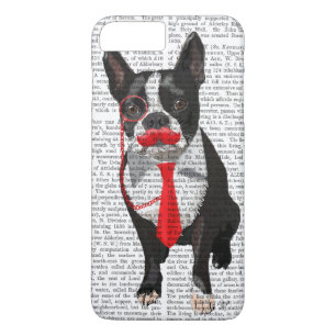 Coque Case-Mate Pour iPhone Boston Terrier avec Cravate rouge et moustache 2