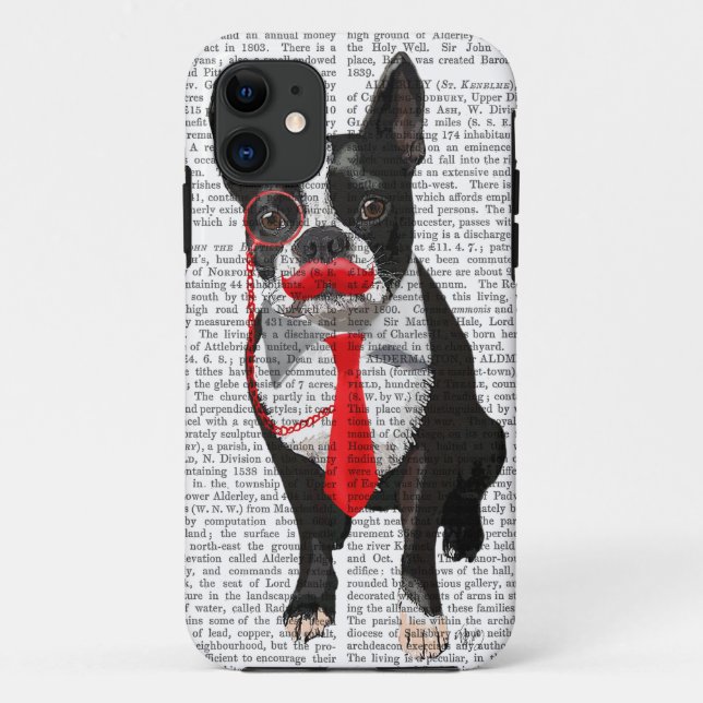 Coques Case-Mate iPhone Boston Terrier avec la cravate et la moustache (Dos)