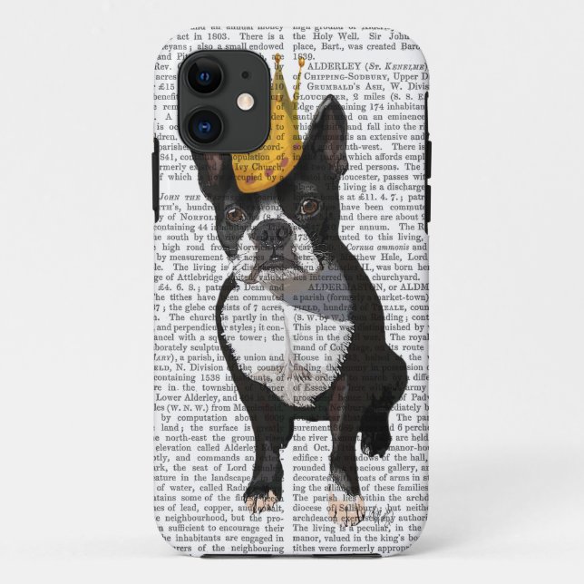 Coques Case-Mate iPhone Boston Terrier et couronne (Dos)