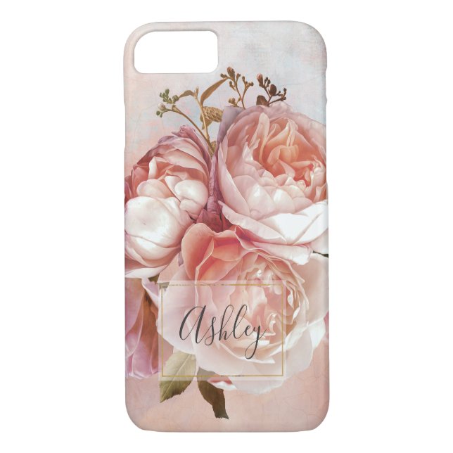 Coques Case-Mate iPhone BOTANICAL FLORAL PEONY nom monogram (Dos)