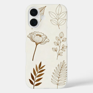 Coques iPhone 16 Botanical Line Art Phone Case – Minimalist Floral