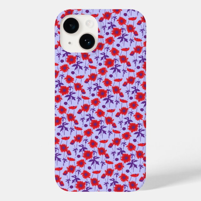 Coques Case-Mate iPhone Botanique damassé pie rouge violet (Verso)