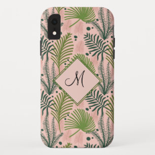 Case-Mate iPhone Case Botanique Feuilles et Monogramme rose