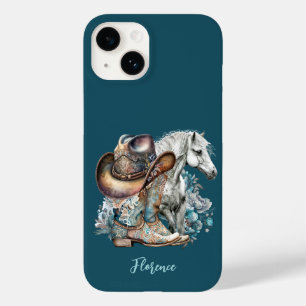 Coque Pour iPhone 14 Botte de cheval Cowgirl bottes de cowboy casquette