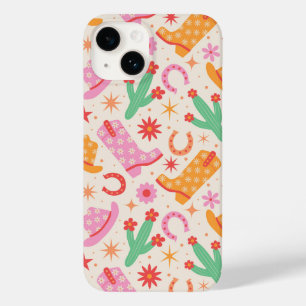 Coque Pour iPhone 14 Bottes et chapeaux de cowgirl groovy avec motif de