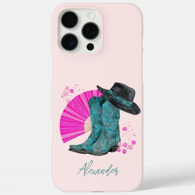 Coques Case-Mate iPhone Bottes Turquoise Cowboy & fleurs Japonaises Sakura (Verso)
