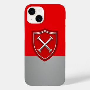 Coque Pour iPhone 14 Bouclier avec sur fond Crimson et Silver Grey
