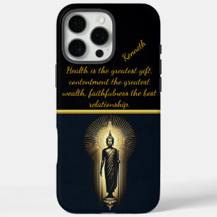 Coques iPhone 16 Pro Max Bouddha d'or en méditation sereine