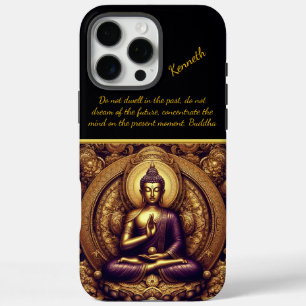 Coques iPhone 16 Pro Max Bouddha en relief or.