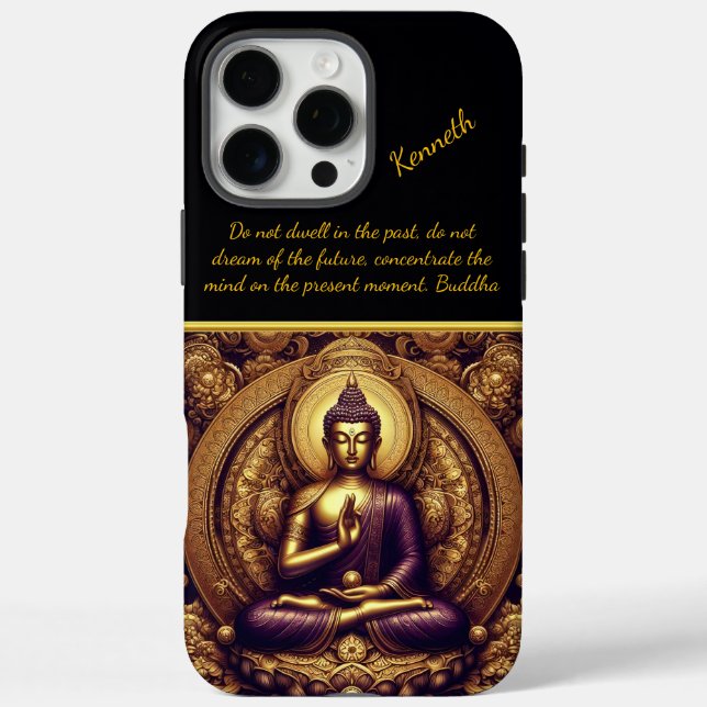 Coques Case-Mate iPhone Bouddha en relief or. (Verso)