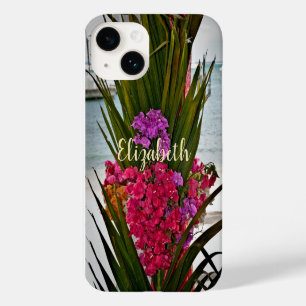 Coque Pour iPhone 14 Bougainvilliers rouges roses Fleurs Palms Tropical