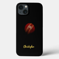Boule de cricket rouge modifiable avec le nom Coqu