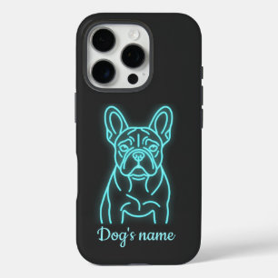 Coques iPhone 16 Pro Bouledogue Français Néon Personnalisé