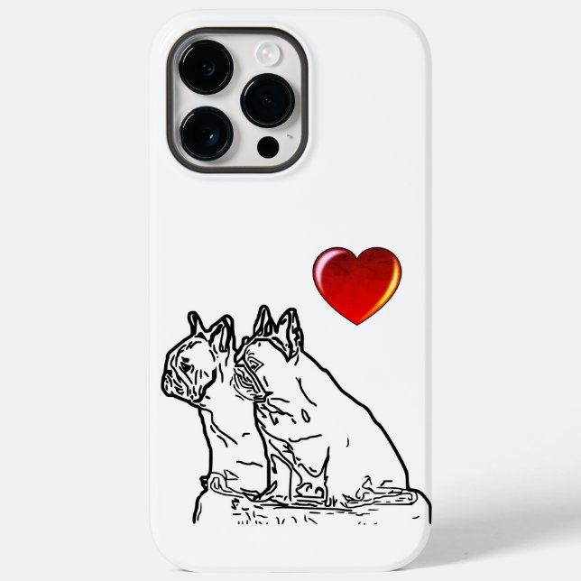 Coques Case-Mate iPhone Bouledogues français avec cœur French Bulldog (Verso)