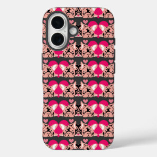 Coques iPhone 16 Bouledogues roses