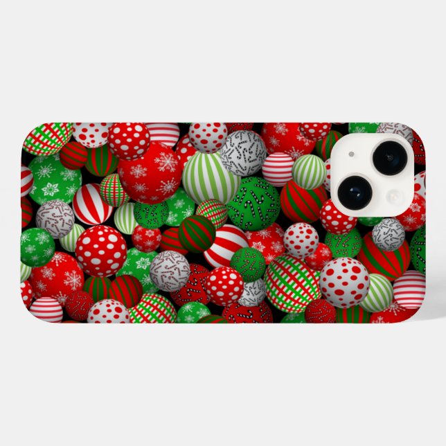 Coques Case-Mate iPhone Boules de Noël 3D (Verso (horizontal))