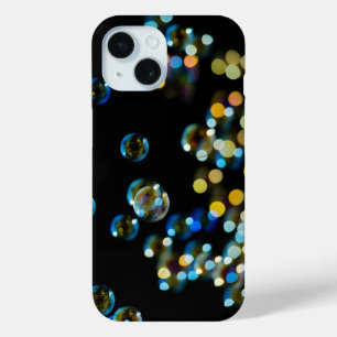 Coque Pour iPhone 15 Boules de savon Bokeh on Black