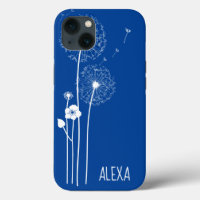 Bouquet de Dandelion blanc sur bleu