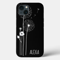 Bouquet de Dandelion blanc sur noir